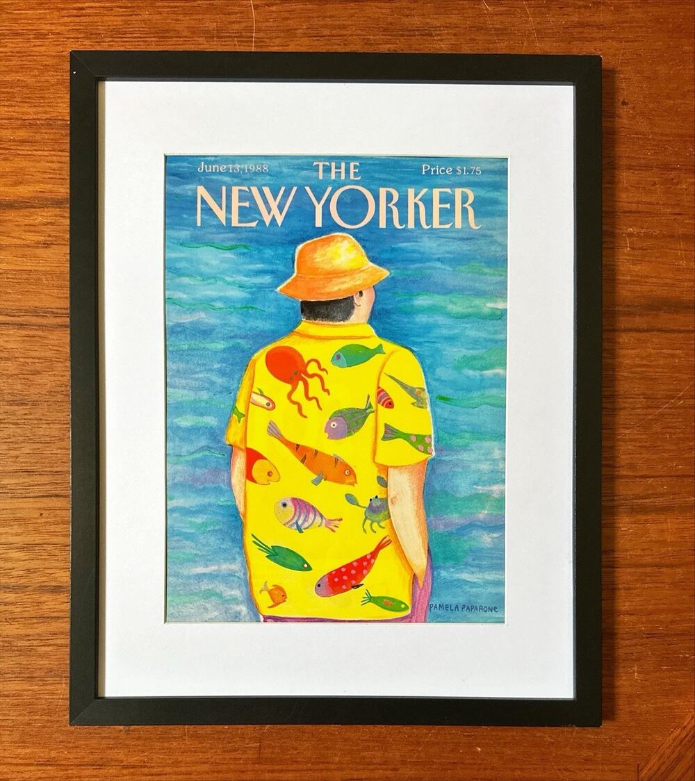 Framed 1988 The New Yorker Cover June 13 Pamela Paparone Tropical Fish
